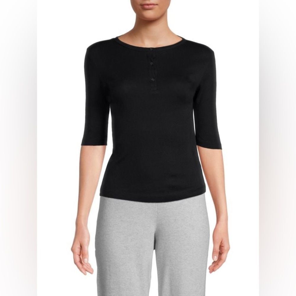 VINCE Solid Pima Cotton Henley in coastal small‎ NWT in packaging